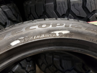 SINGLE 225/45R19 Bridgestone Ecopia H/L 422 Plus 92 W XL - Used Tires