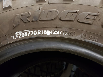 SINGLE 295/70R18 NITTO RIDGE GRAPPLER 129/126 Q E - Used Tires