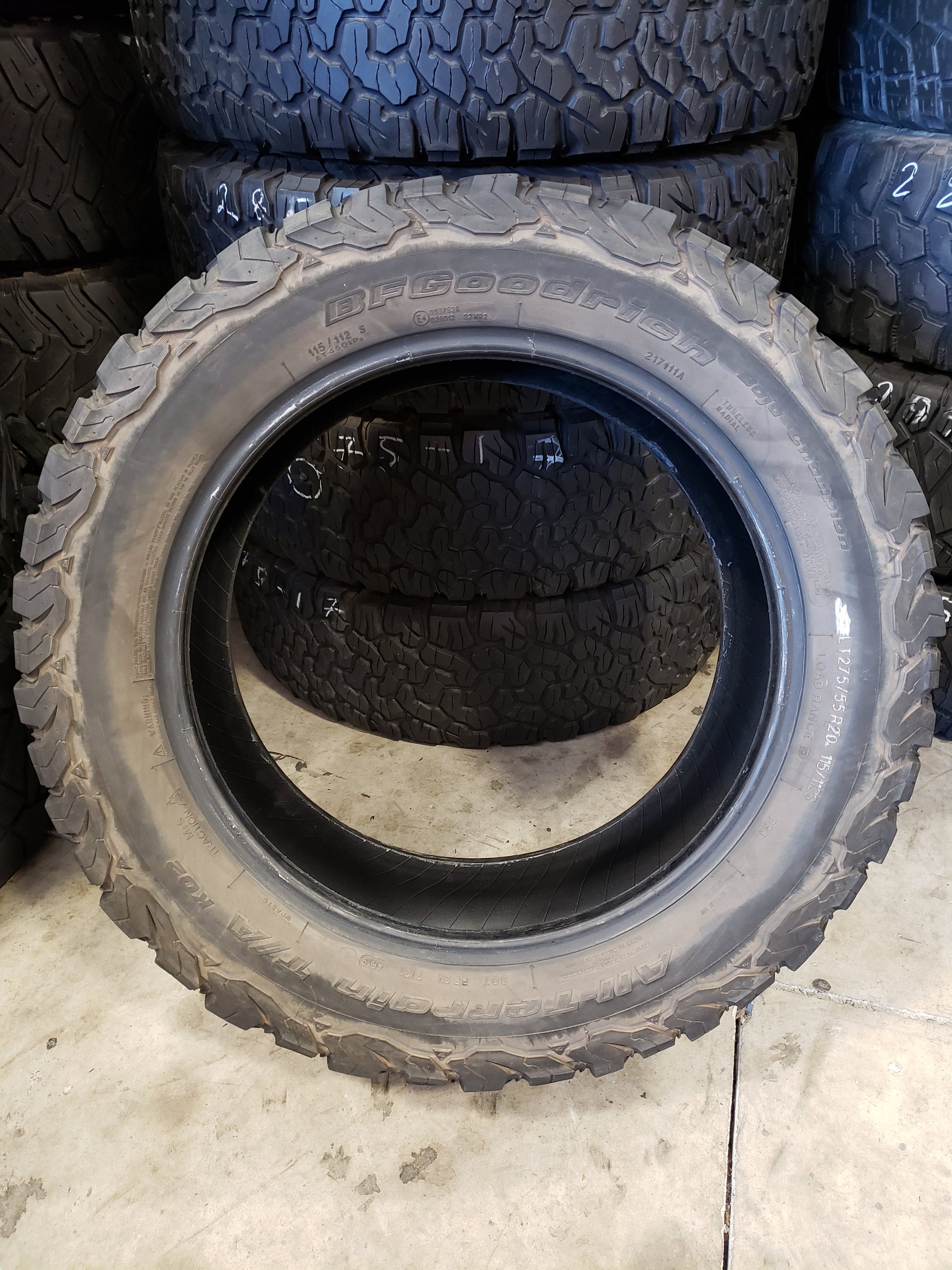 SET OF 2 275/55R20 BFGoodrich All-Terrain T/A K02 115/112 S D - Used Tires
