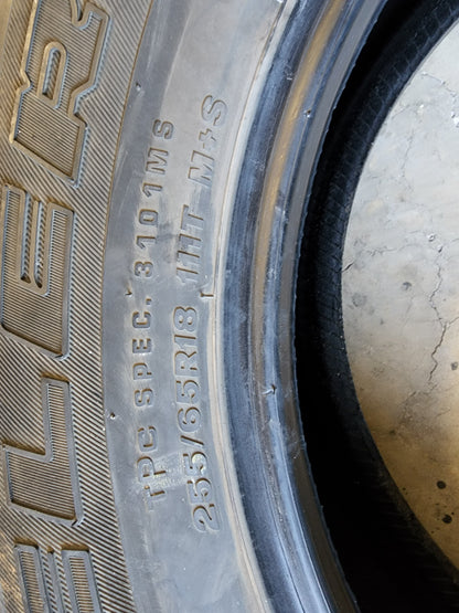 SET OF 2 255/65R18 Bridgestone Dueler H/L 111 T SL - Used Tires