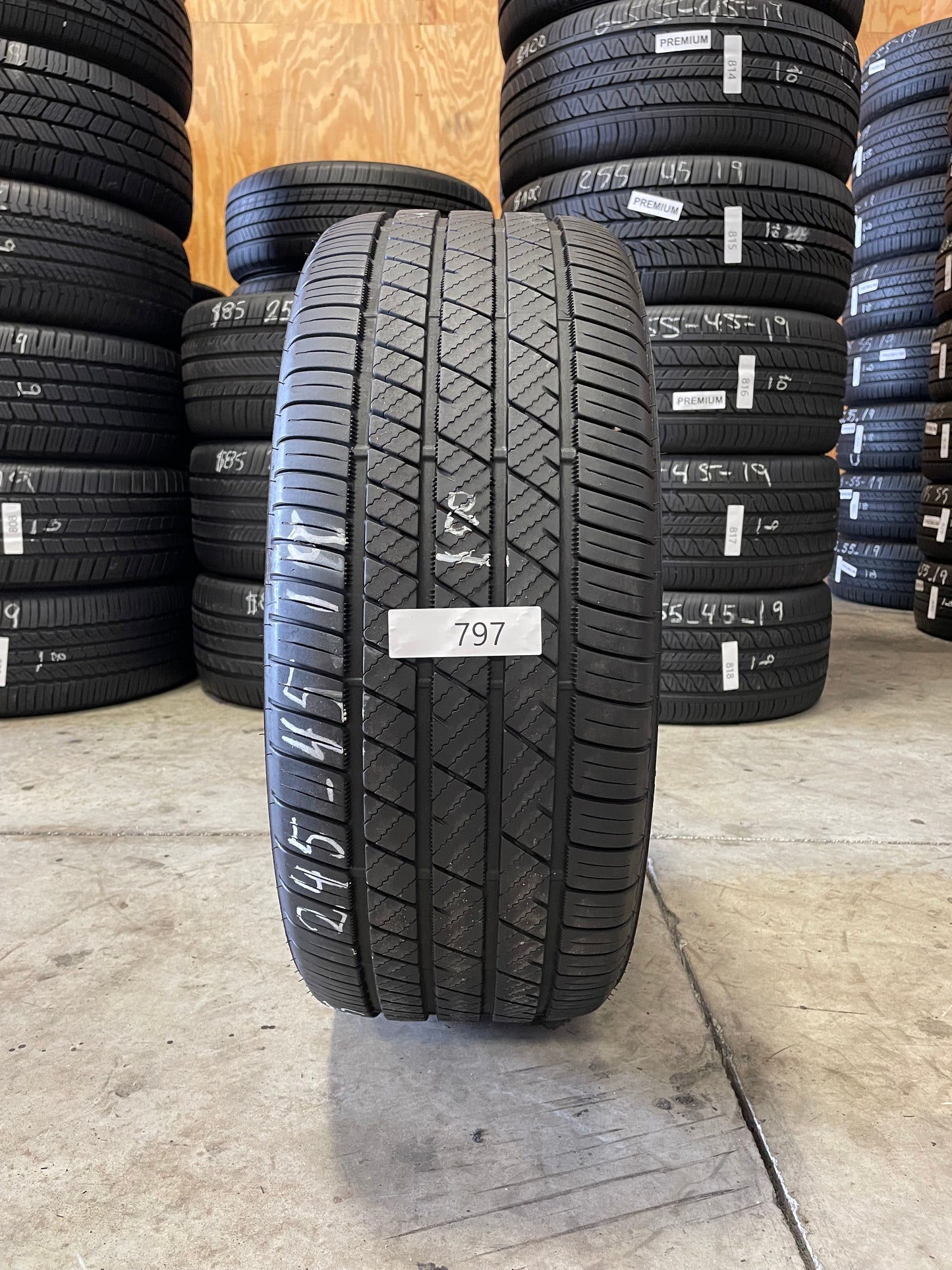 SINGLE 245/45R19 Bridgestone Potenza RE980 AS 98 W SL - Premium Used Tires