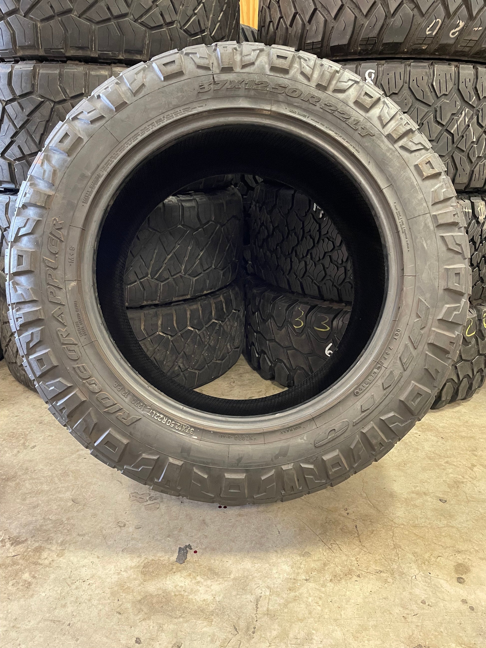 PAIR 37x12.50R22 Nitto Ridge Grappler 127Q F - Used Tires