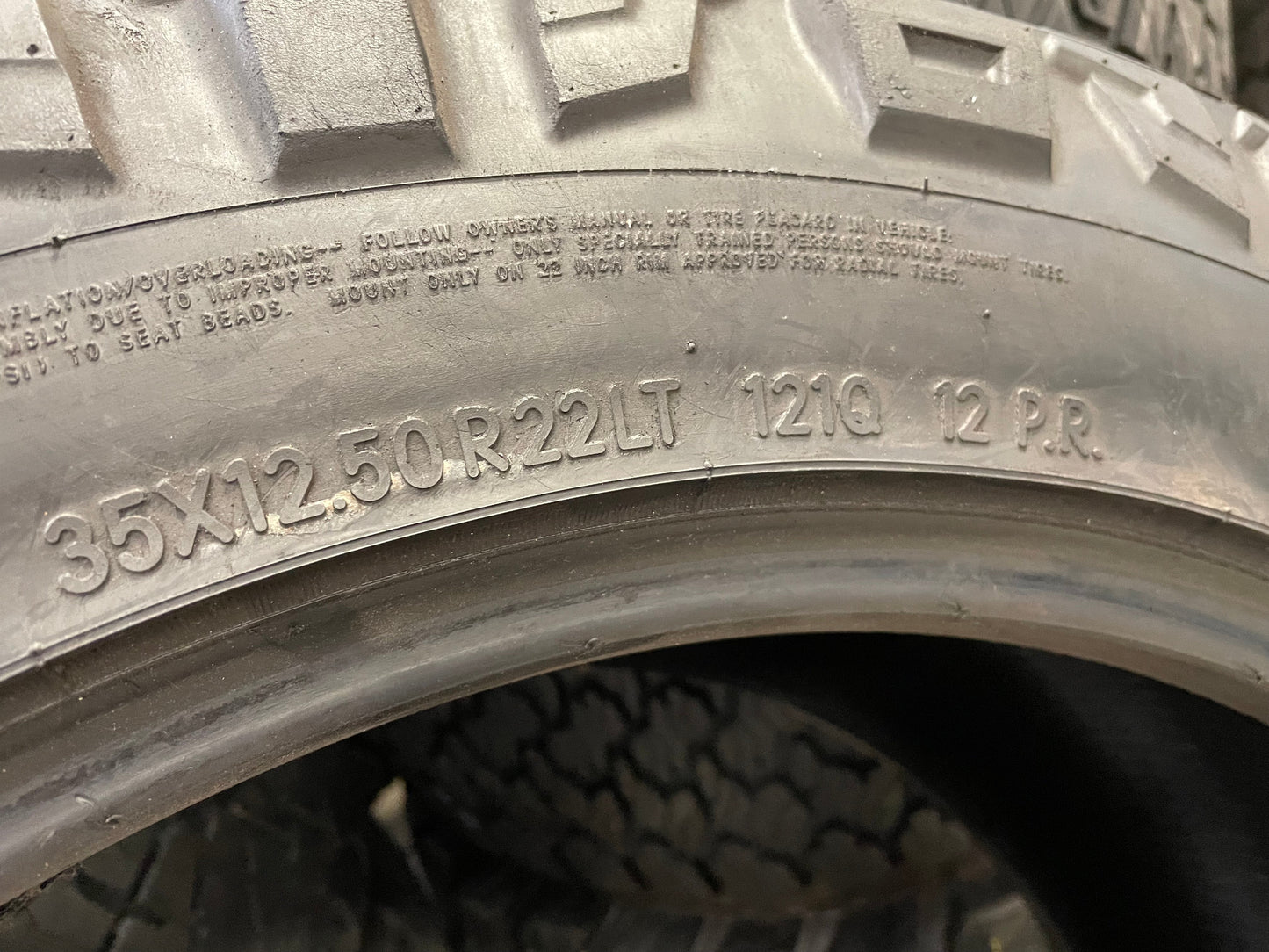 SET OF 3 35x12.50R22 Nitto Ridge Grappler 121Q F - Used Tires