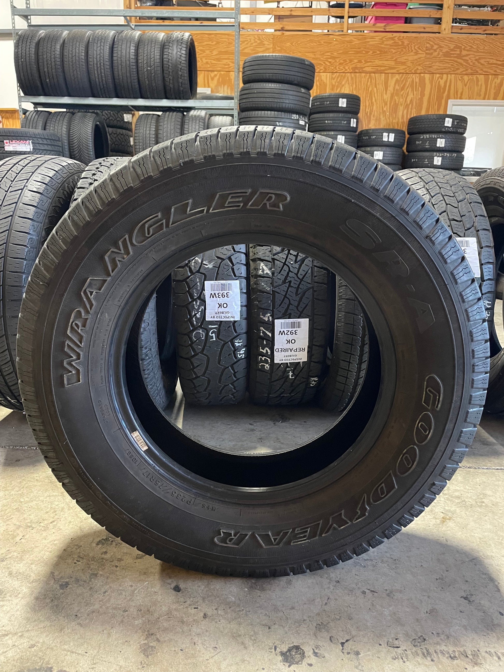 SET OF 2 235/75R17 Goodyear Wrangler SR-A 108 S SL - Used Tires
