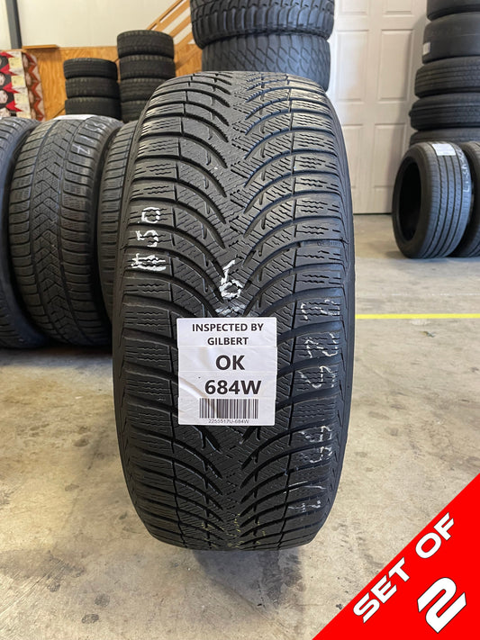 SET OF 2 225/55R17 Michelin Alpin a4 97 H SL - Used Tires